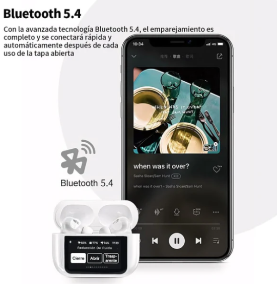 Audifono BlueTooth Inalambrico Pantalla TACTIL ANC/ENC